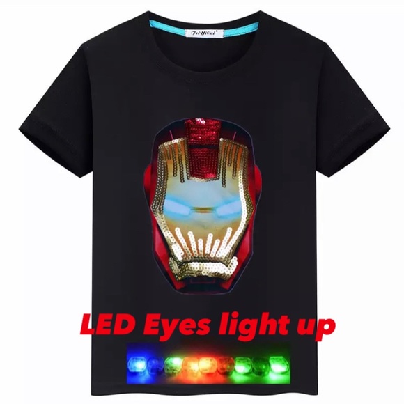 LED Ironman lightup Tshirt boys size 9/10 - Picture 1 of 2